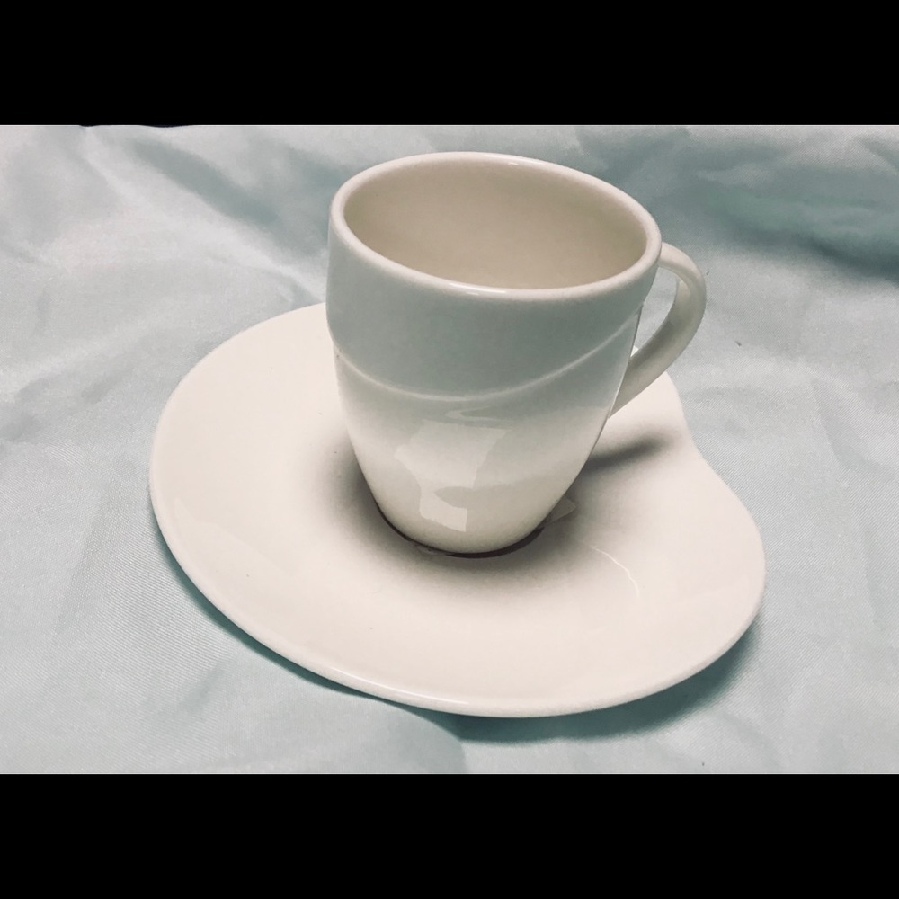 NIB Mikasa Global Cuisine white 6 mocha cup/saucer